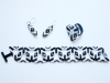 Conjunto pulsera, anillo y pendientes triángulos blanco y negro